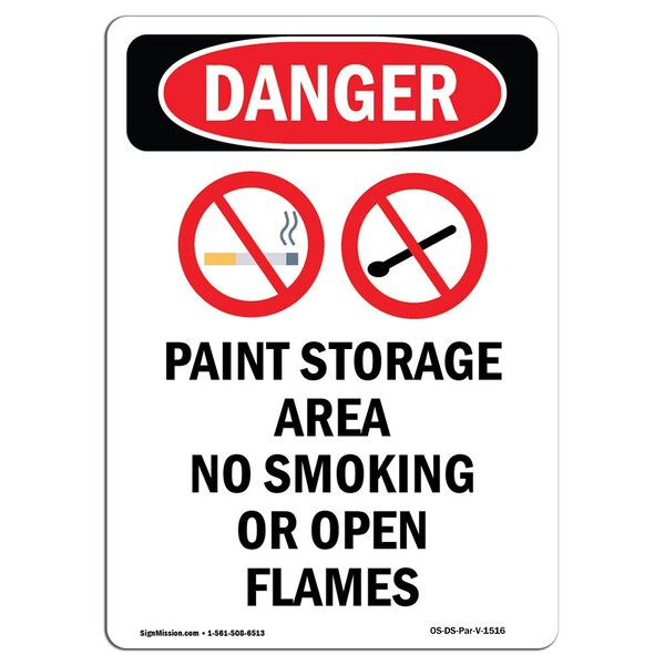 Safety Sign, OSHA Danger, 5" Height, Paint Storage Area, Portrait, 10PK